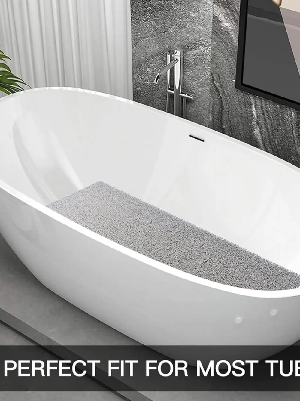 Hifslam Gray Non-Slip Bath Mat - Textured Shower & Tub Mat